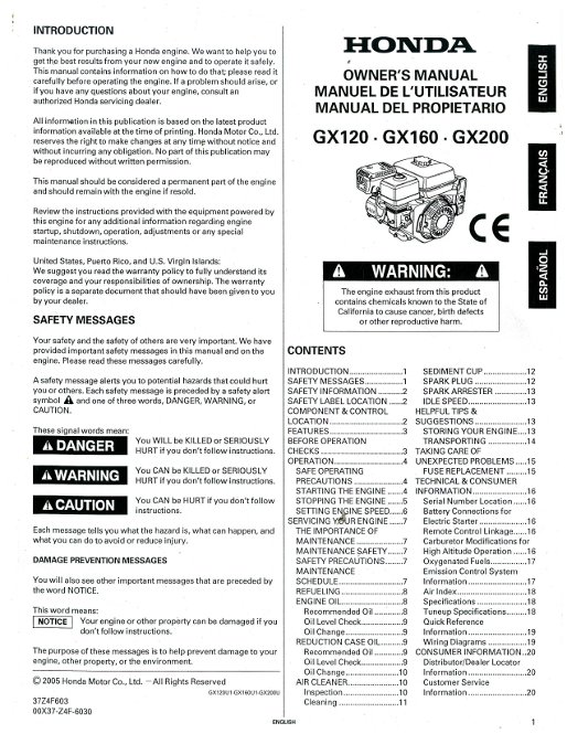 Honda 200 Type Ii User Manual